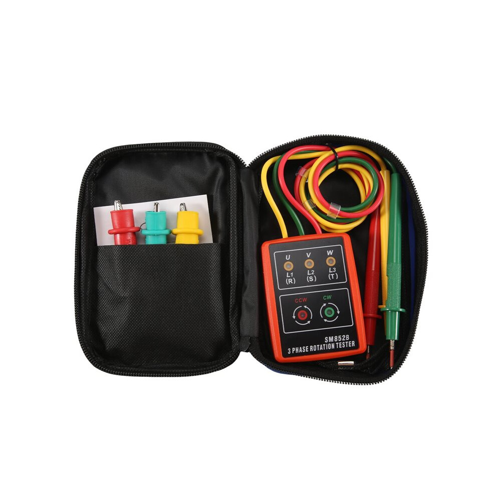 60V-600V Ac Three Phase Rotation Indicator Meter Phase Sequence Tester Led Buzzer With Portable Pouch 4713628396740
