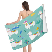 Large Soft Absorbent Bath Towel 52x32 Inch with Alpaca Llama Print for Bathroom or Beach