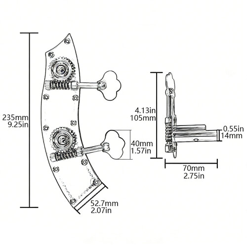 Doppelte Metallgetriebe-Stimmschlüssel-Pegs, 2