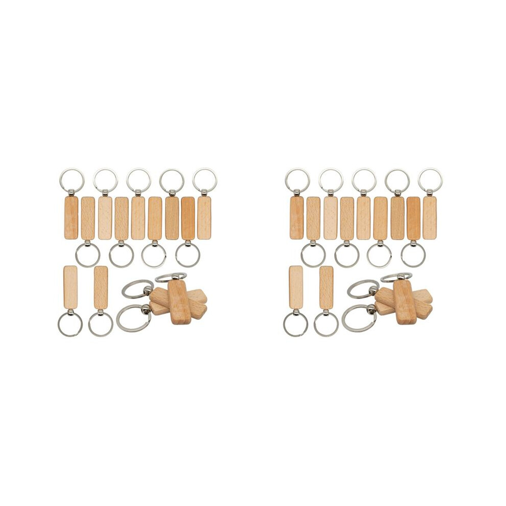 Wood Engraving Blanks Rectangle Blank Wooden Key Chain Wood Blanks For Keychains 40 Pack (Width:0.7 Inch) 4714245132520