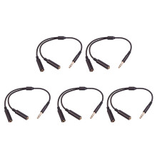 5pcs 6.35 mm Male to 2 6.35 mm Female Audio Adapter Cable 1/4 6.35mm Plug to Dual 6.35mm Y Splitter Stereo Audio Cord