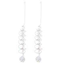 2pcs 17.7Inch Gazing Spiral Tail,Decorative Wind Spinner Sun Catcher,Glass Crystals for Indoor Outdoor Decoration