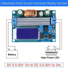 2X 35W 5.5-30V to 0.5-30V Digital LCD Display Automatic Step Down Buck Boost Converter Power Supply Module