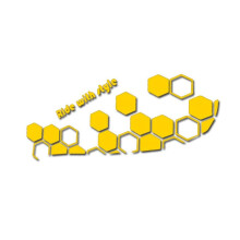 Honeycomb Pattern Car Side Sticker Vinyl Decal, Hexagon Geometric Design, Waterproof Durable Yellow