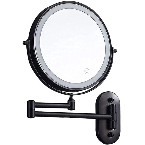 8 Inch Wall Mounted Makeup Mirror LED Lighted Vanity Mirror 7X Magnification USB Rechargeable Extendable Arm