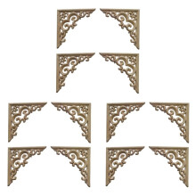 12PCS Unpainted Wooden Mouldings Decal European Wood Appliques for Furniture Cabinet Flower Wood Carving Decorative 10Cm