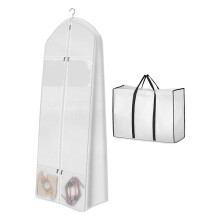 Tragbarer 70-Zoll-Kleidersack für Hochzeitskleider mit Braut-Einkaufstasche, 8-Zoll-Kleidertaschen mit Seitenfalten für Kleider, Lange KleiderhüLle