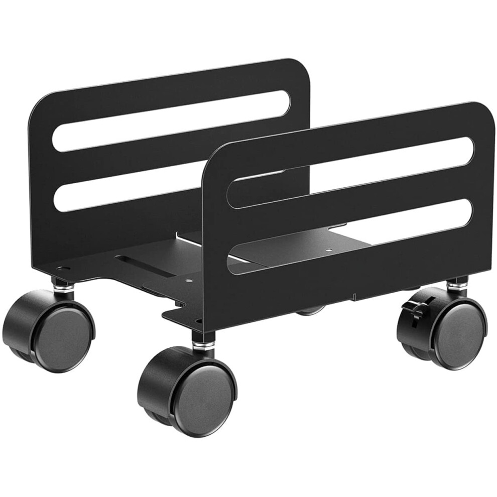 Adjustable Computer Tower Stand With Lockable Wheels, Heavyduty Metal Cpu Holder For Desktop Tower 9330225003861