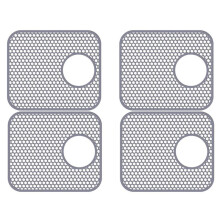 Spülbeckenmatte Aus Silikon, 4Er-Pack Spülbeckenschutz für Küchenspüle mit Hinterem Abfluss, Zusammenklappbare, Rutschfeste, Hitzebeständige