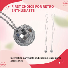 36 Pcs Mirror Disco Costume Necklaces 70s Disco Party Necklaces 1.18 Inch Silver Disco Necklaces
