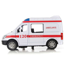 2X White Ambulance Vehicles Toys 1/32 Alloy Diecast Car Model with Light&Sound Gift for Kids