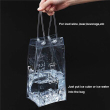 Ice Wine Bag Portable Collapsible Clear Wine Pouch Cooler with Handle for Party,Outdoor,Champagne,Cold Beer,6Pack