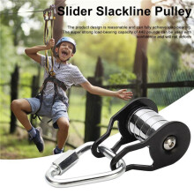 2X Roldana de Slackline com Mosquetão para Crianças, Tirolesa de Quintal, Material de Treinamento de Slackline Deslizante para Fitness, Parque,