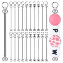 20 Pezzi Portachiavi con Perline Catene con Barra di Metallo per la Creazione di Gioielli Accessori per Aste Portachiavi per Progetti DIY Ornamenti