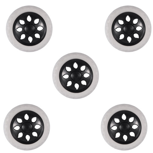 5X RodíZios de Carrinho de Compras com Núcleo de Espuma de Plástico Preto e Branco