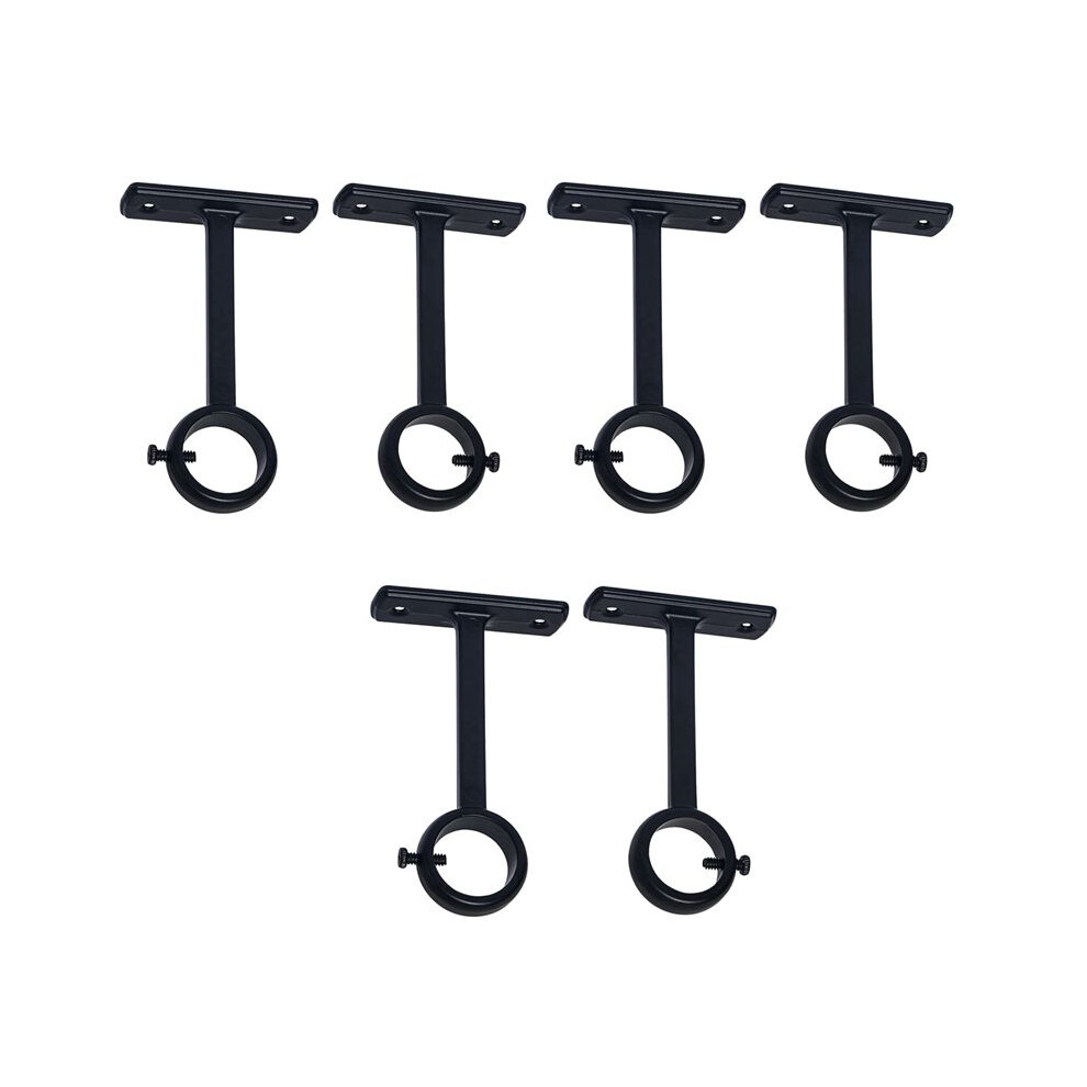 Ceiling Mounted Curtain Rod Brackets, Heavy Duty Ceiling Bracket For 1 Inch Curtain Rod Holder(Set Of 6, Black) 6032948303664