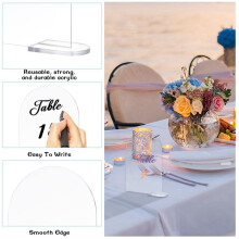 40PCS Clear Acrylic Sign Arch with Stand Blank Guest Name Tags Wedding Table Number Holder Decoration Supplies