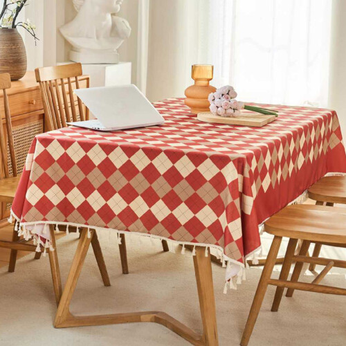 Beautiful Red Gingham Tablecloth Quick Cleaning for-140*180cm 1