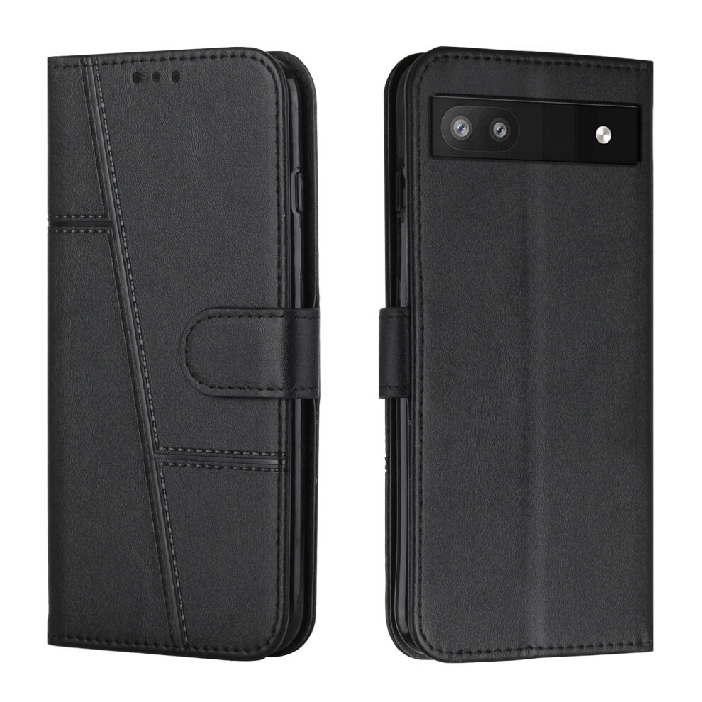 Leather Wallet Case With Magnetic Lock, Card Holder Slots And Foldable Stand For Google Pixel 6A Black 9330225004622