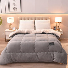 Light Gray Winter Quilt 200x230cm Heavy Velvet Blanket Double Sided Plush 5kg for Cold Weather