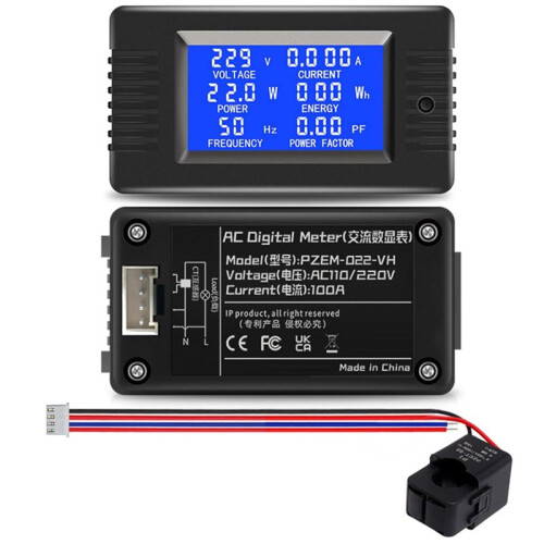AC 110V 100A LCD Display Opening CT Digital Voltmeter Ammeter Voltage Current Tester Power  Frequency Wh Meter 1