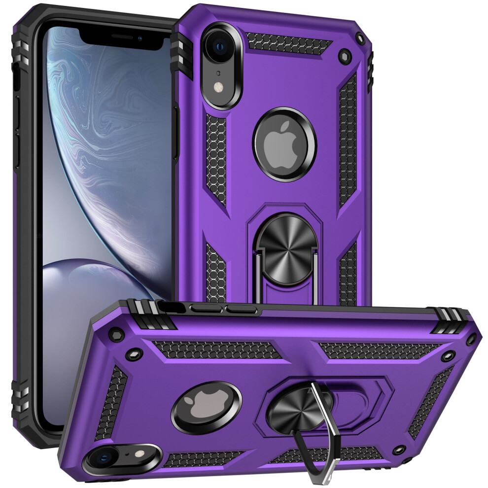 Compatible With Iphone Xr Case With Ring Holder & Kickstand Â Heavy Duty Shockproof, Purple 9365509567234