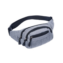 Grey Gray Fanny Pack With 3 Zipper Pockets For Trave And Sports Use With Adjustable And Secure Strap