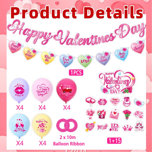Valentine's Day Party Decorations Kit with Heart Balloons