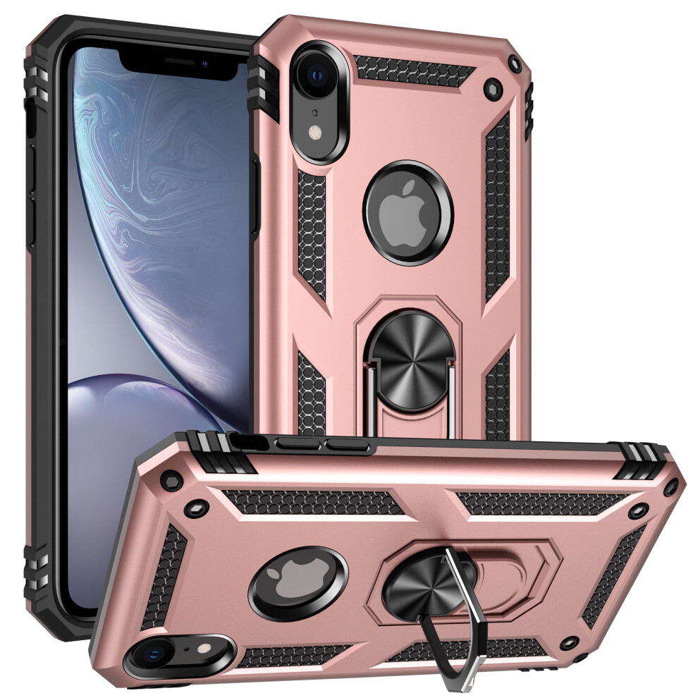 Compatible With Iphone Xr Case With Ring Holder & Kickstand Â Shockproof, Rose Gold 9365509570296