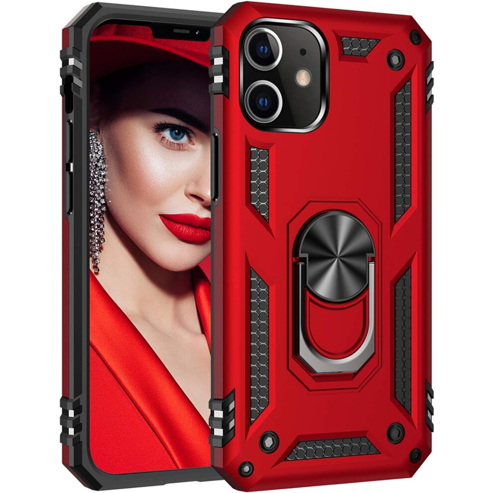 Heavy Duty Iphone 11 Case With Kickstand, Dual Layer Protection & Rotating Ring Â Compatible With Apple Iphone 11, Red 9365509569634