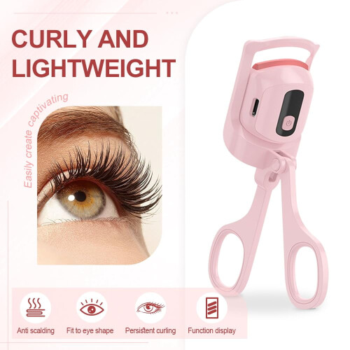 Heated Eyelash Curler,Upgraded 3-speed temperature-controlled LCD display