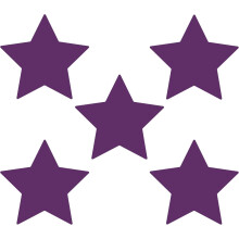 Slitstarka lila stjärndekaler med glansig finish, 8,5 tum, för golv, tak, väggar, bärbara datorer och släta ytor, (5-pack)
