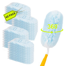 Microfiber Duster Refills Kit 40 Count with 2 Handles, 360 Heavy Duty Disposable Cleaning Heads