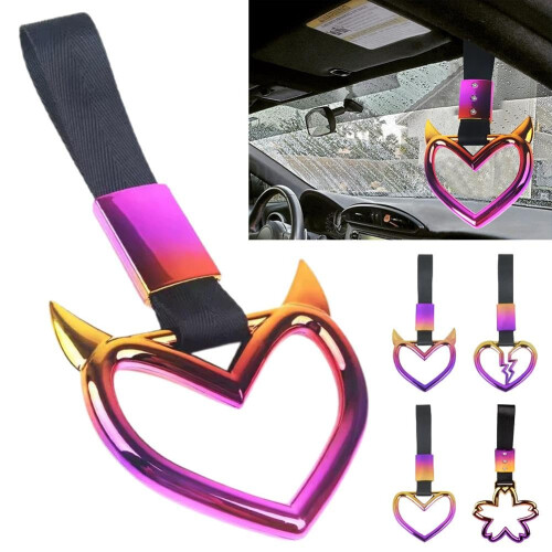 Heart Shaped Car Tow Strap with Dual Function Handle,  Visibility Rear Bumper Warning Ring 1