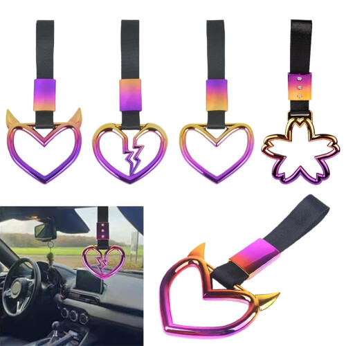 Heart Shaped Car Tow Strap with Dual Function Handle,  Visibility Rear Bumper Warning Ring 2