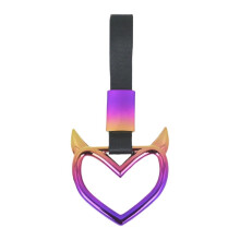 Heart Shaped Car Tow Strap with Dual Function Handle, Visibility Rear Bumper Warning Ring