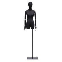 Adjustable Height Mannequin with Professional Linen Torso and Stable Metal Base Connector Black