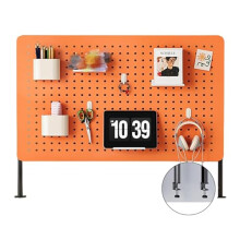 Pegboard Organizer Kit 31x16 Metal Wall Storage Panel Visibility Orange for Tools and Crafts