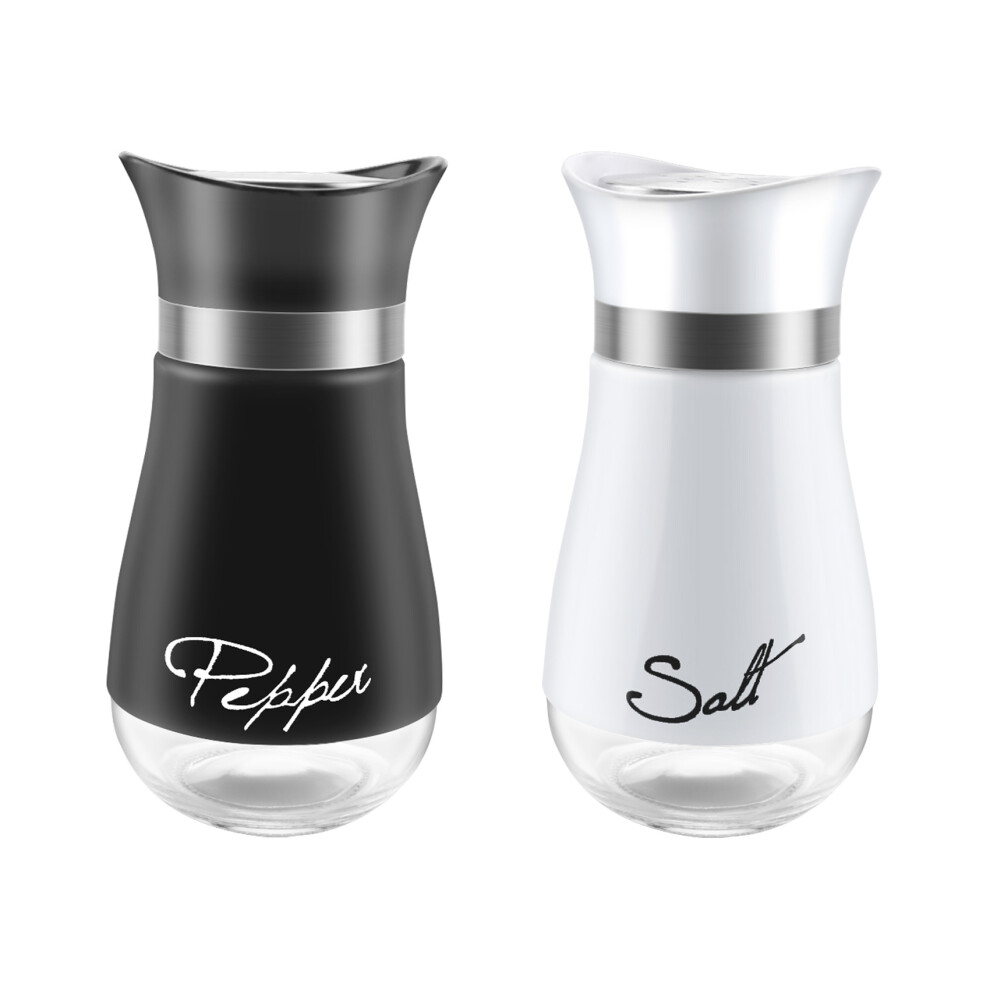 Semoic 2 Pieces Salt And Pepper Shakers Spice Dispenser With Adjustable Pour Holes Refillable Pepper Shaker Seasoning Cans