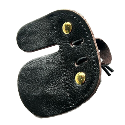 Double Layered Finger Tab PU Leather Finger Protectors-Black
