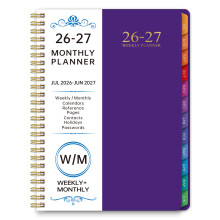 2026 Maandplanner met Pocket Twin Coil Bindende 12 Maanden-Paars