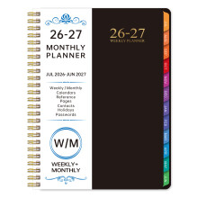 12 Month Monthly Planner Notebook with Elastic Band-black