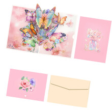 Butterfly Paper Sculpture Teachers Day Greeting Card with-Pink