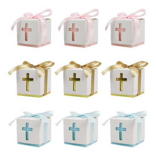 50Pieces Religious Holiday Candy Holder Foldable Cardboard-Gold 1