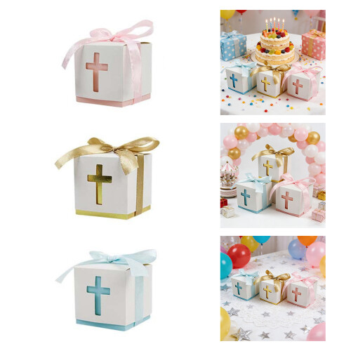 50Pieces Religious Holiday Candy Holder Foldable Cardboard-Gold 2