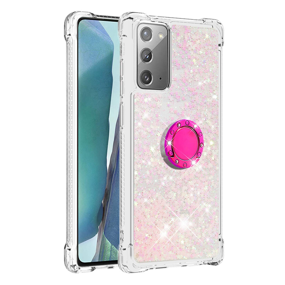 Case For Galaxy Note 20 Liquid Glitter Shockproof Silicone With Ring Holder Floating Sparkly Cover Pink 9330225006022