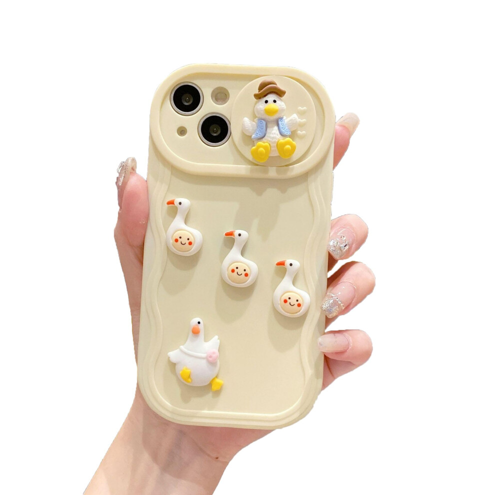 Cute 3D Duck Wave Frame Silicone Case Cover With Shockabsorbing Protection For Iphone 14 Pro Max Yellow 9330225006213