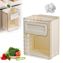 Foldable Hanging Kitchen Trash Can, Transparent Wall Mounted SpaceSaving Garbage Bin Yellow