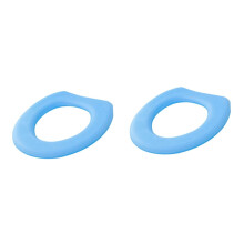 2pcs Soft Warm Thickened Toilet Seat Cover Set with Bathroom Mat, Easy Install, Blue, 40x37cm