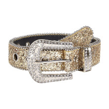 Sølv Rhinstensbælte Western Cowgirl Cowboy Bælter Vintage Bling Krystalbesat Læderbælte Gul Fri Størrelse